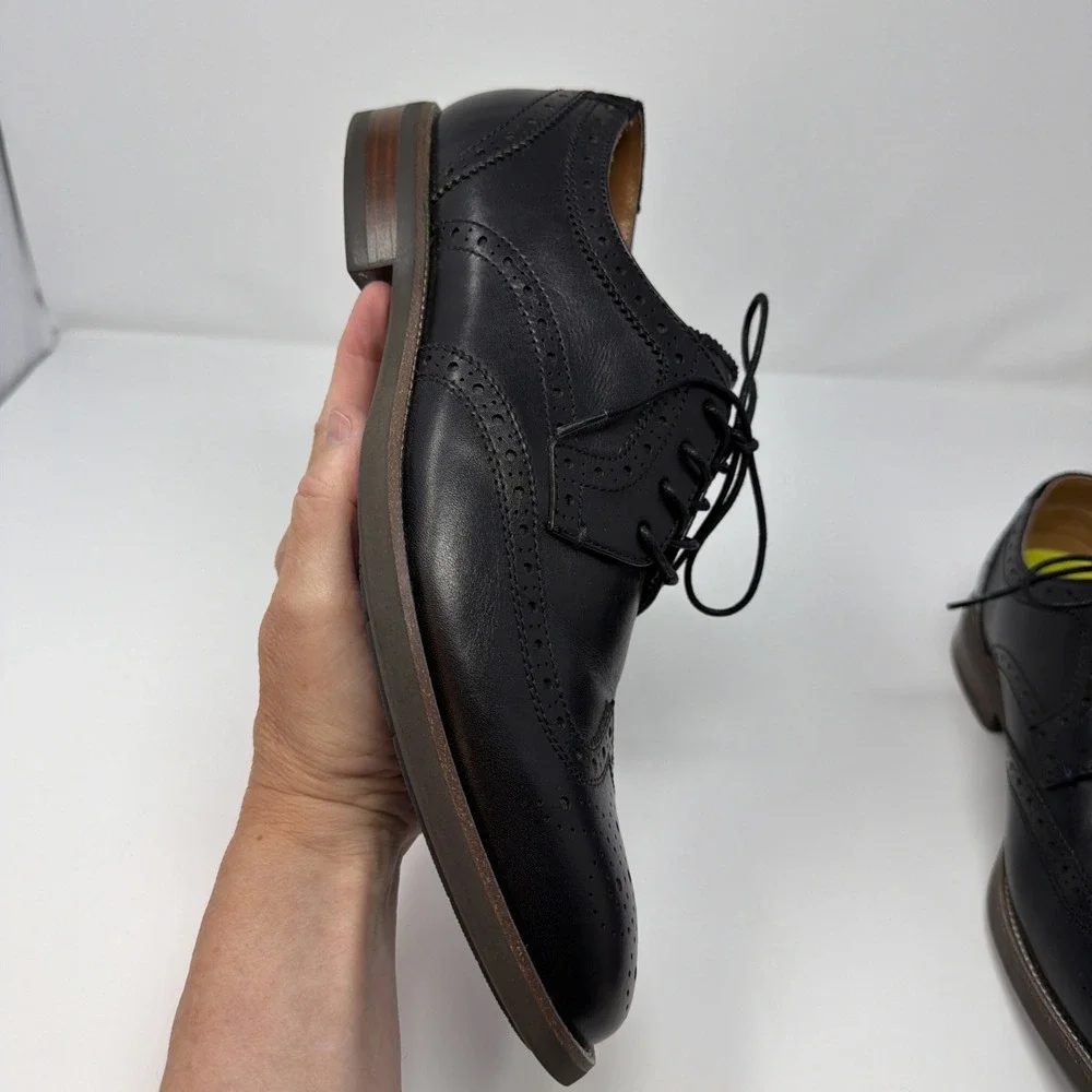 Florsheim Midtown Size 9.5 M Wingtip Oxford Men's Black Leather Shoes Comfortech
